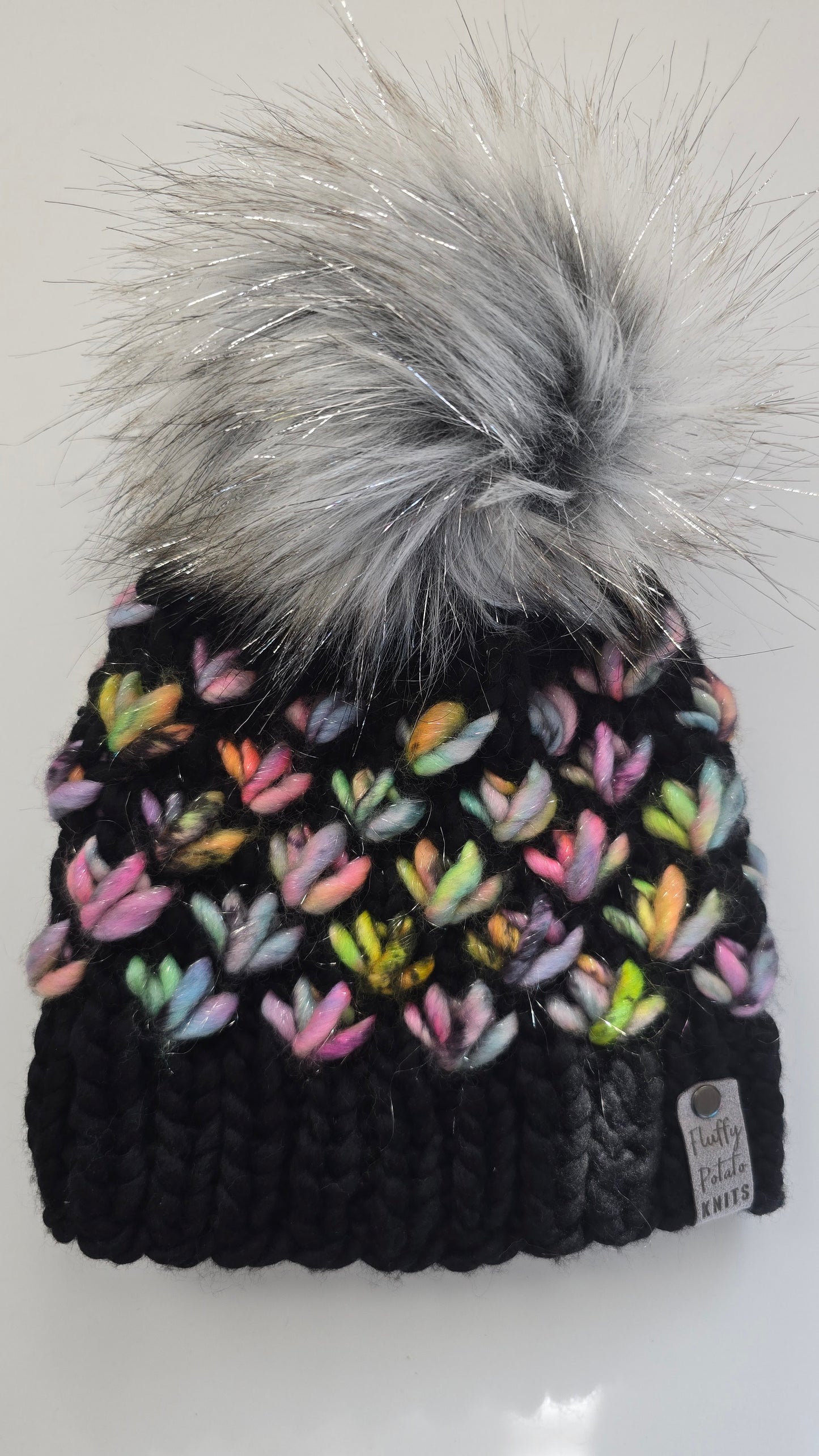 Child Lotus Flower Beanie - Black/Multi Sparkle