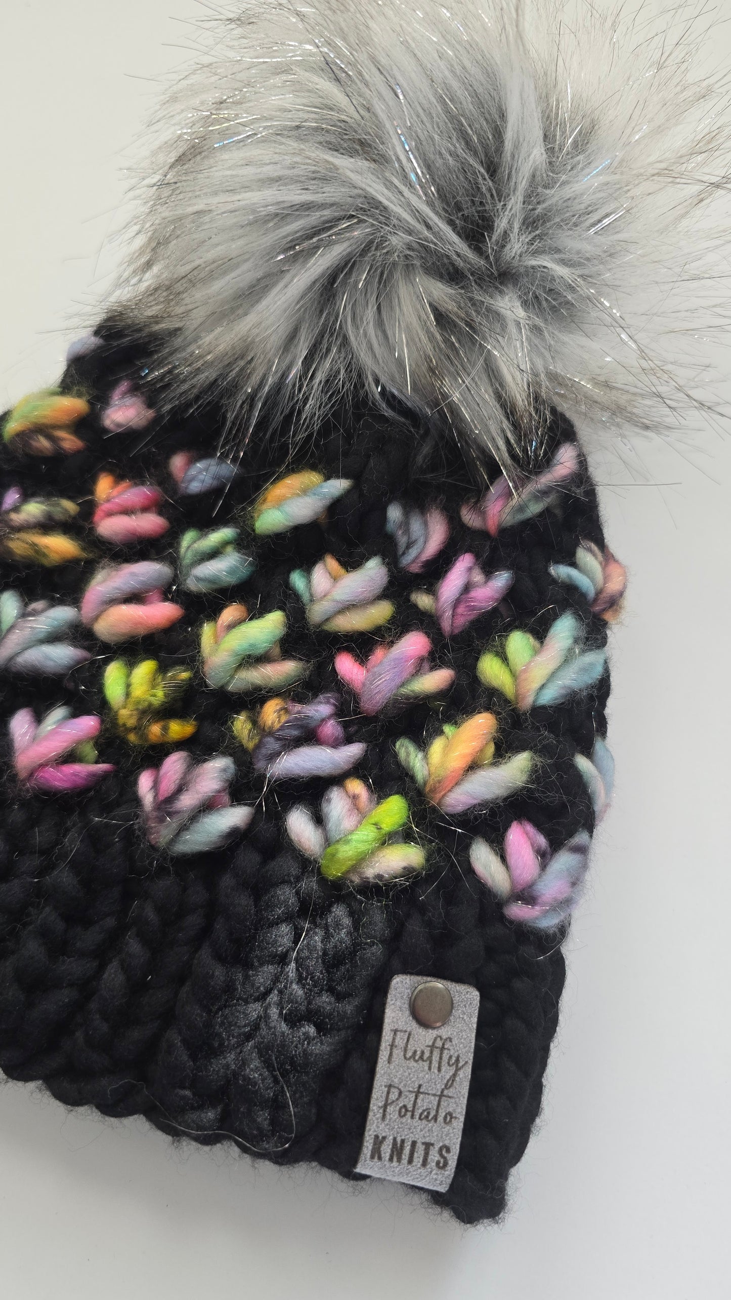 Child Lotus Flower Beanie - Black/Multi Sparkle