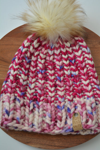 Adult Riverbend Beanie - Cherry Vanilla/Fuchsia