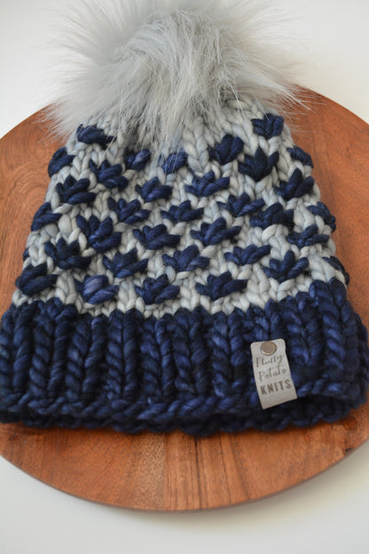 Child Lotus Flower Beanie - Gray/Navy