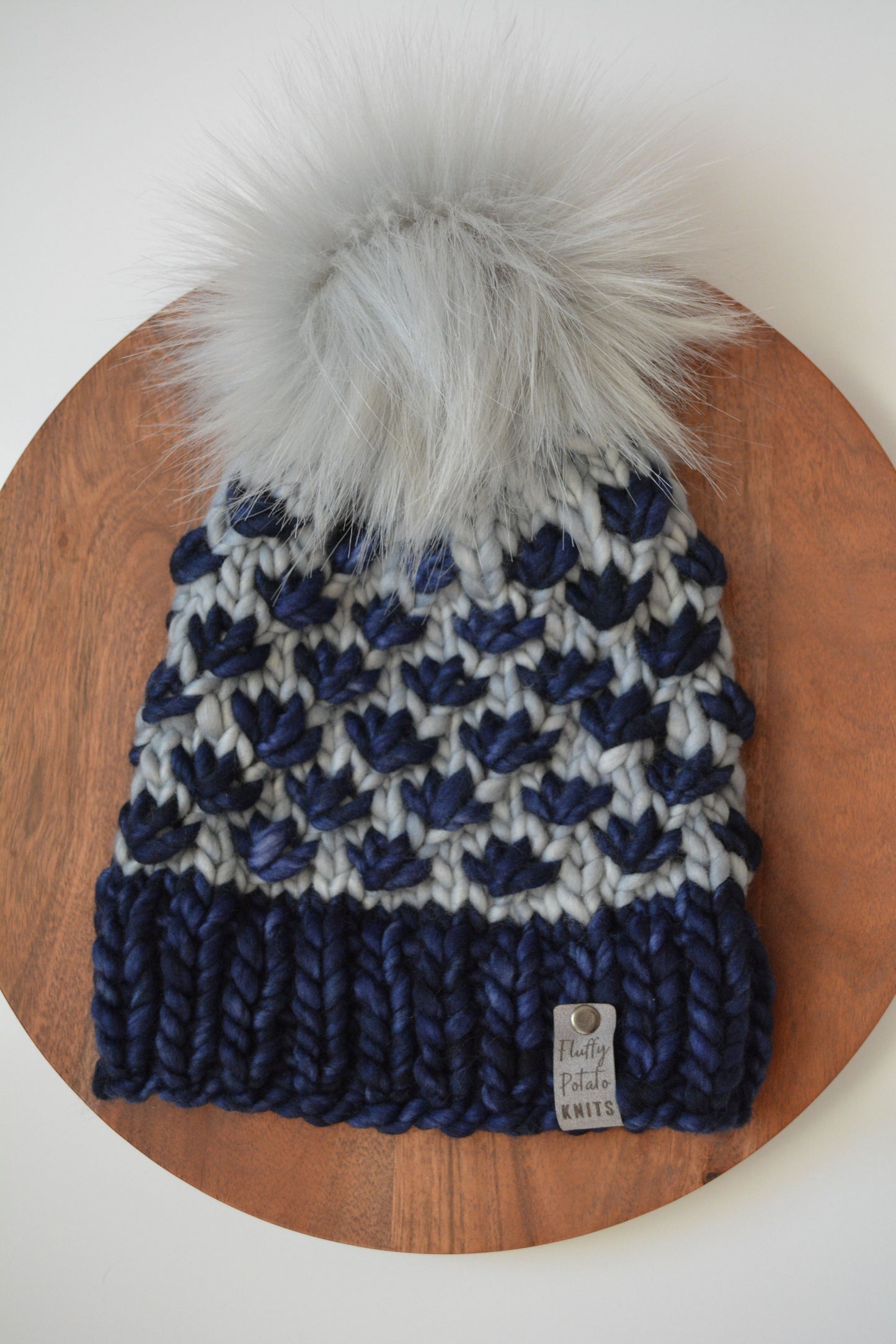 Child Lotus Flower Beanie - Gray/Navy