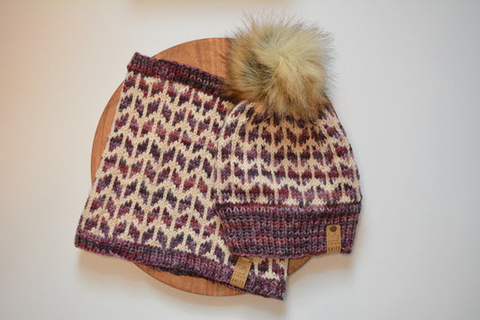 Knit Stitch Beanie & Cowl Set