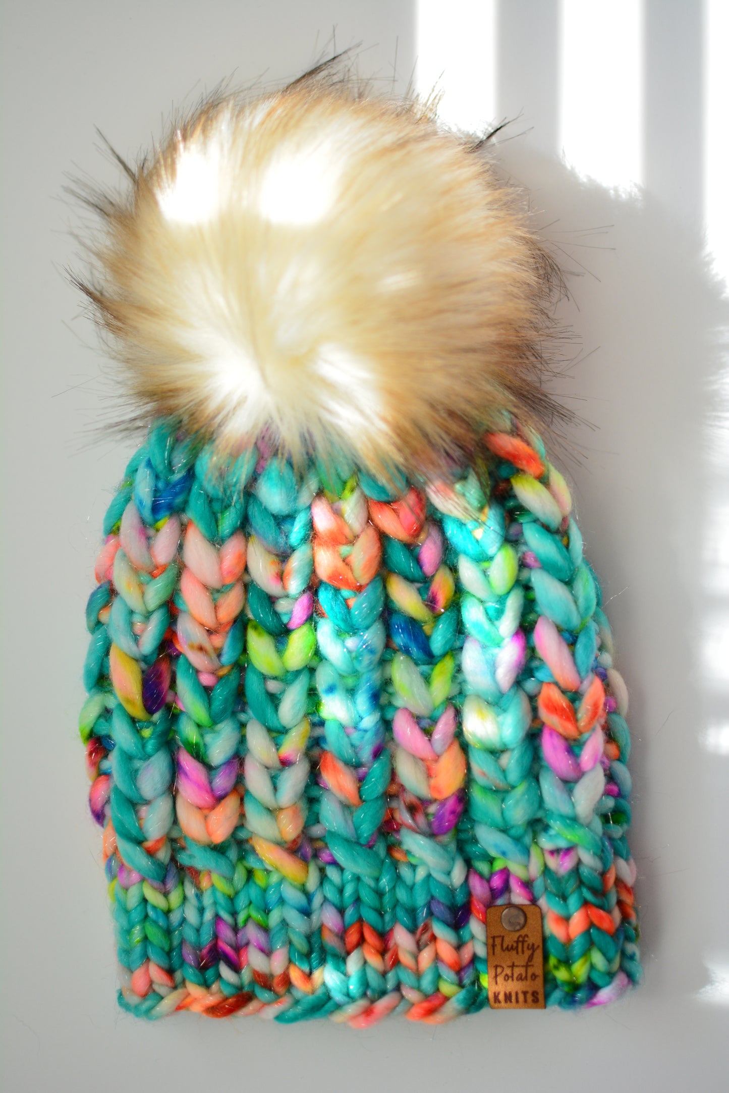 Bright Sparkle Braided Hearts Beanie